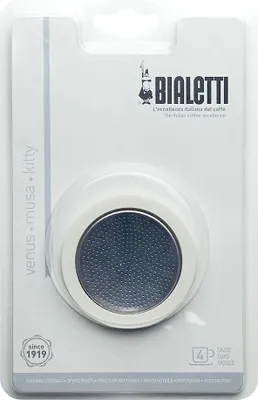 Produktbild von Bialetti 5370/AP Gummidichtung & Filter für Edelstahlgeräte, 4 Tassen, silber/weiß, 2-teilig (1 Set)