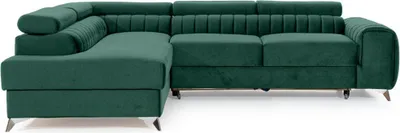 Image de Best Mobilier Talisay - canapé d'angle gauche - 5 places - convertible avec coffre - en velours , Vert