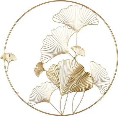 Immagine prodotto di Gilde Wandrelief, rund, "Golden Ginkgo", Ginkgomotiv, Metall, goldfarben, VE 2, L. 1 cm, D. 50 cm