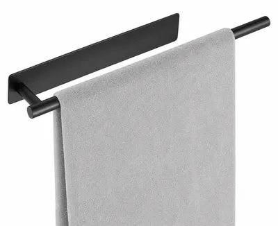 Zdjęcie produktu dla Wieszak na ręczniki bez wiercenia - Czarny - Stal nierdzewna - 40 cm - Do łazienki i kuchni