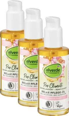 Produktbild von 3 x alverde Naturkosmetik - Relax Pflege-Öl Bio-Wildrose & Bio-Sanddorn (3 x 100ml)