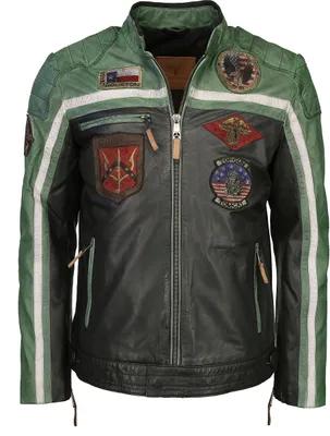 Produktbild von Top Gun Lederjacke 31024850 Herren black/green/creme M