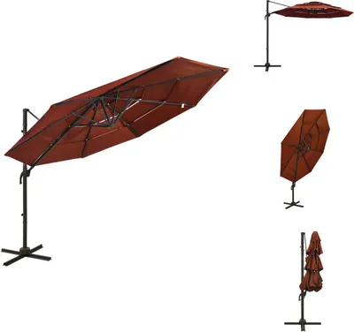 Produktbild von vidaXL Sonnenschirm mit Aluminium-Mast 4-lagig Terrakottarot 3x3 m - Sonnenschirme & Sonnenschutze