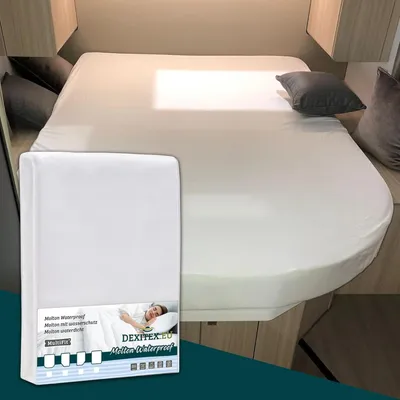 Produktbild von Dexitex Molton Matratzenschoner mit Wasserschutz für Queensbett – 150–160 x 190–210 cm – Wohnmobil & Caravan – Baumwolle Weiß