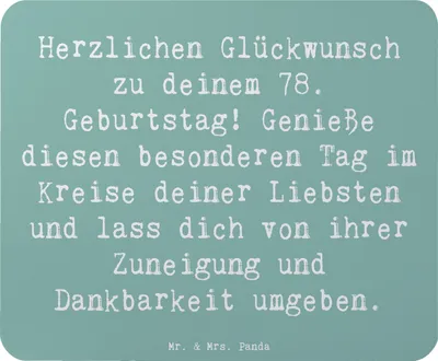 Produktbild von Mr. & Mrs. Panda Mousepad Spruch 78. Geburtstag - Meeresbrise - Geschenk, 78 Jahre alt, Mouse Pad, Mauspad, Alter, laptop, computer, mousematte, Geburtstagssprüche