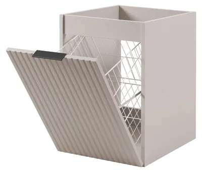 Produktbild von Badezimmerschrank mit Wäschekorb, Kaschmir, 40 x 57 x 46 cm, schwarze Griffe