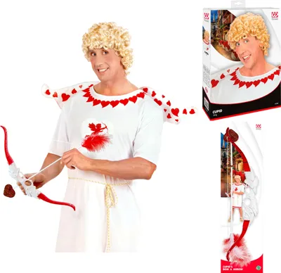 Produktbild von Kostümset Cupid - Amor - Glücksbote Amorkostüm Set mit Perücke und Pfeil und Bogen S - 48/50