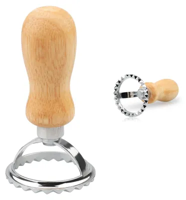 Productafbeelding van Raviolivorm met houten handvat, roestvrij staal, 9,47 cm