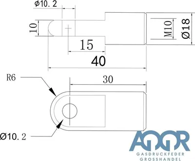 Obrázok produktu pre Oko M10 30 mm Ø8,2 mm Ø10,2 mm Príslušenstvo pre plynové pružiny Uchytenie oka