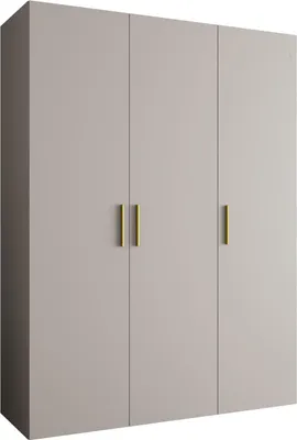 Produktbild von MEBLE KRYSPOL Schrank 150x202x52 cm mit Kleiderstange, 3xTür, BARI, Kaschmir, Griff Gold