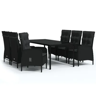 Image de vidaXL Ensemble de jardin 7 pièces avec coussins Noir