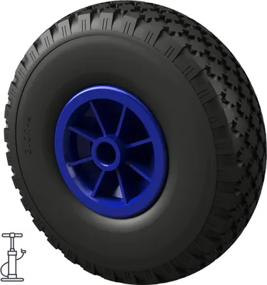 Image de 1 x Roue à air Ø 260 mm 3.00-4 palier lisse roue de lancement roue de diable charrette à bras, noir/bleu