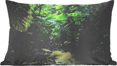Produktbild von MuchoWow® Zierkissen Sofakissen Wohnzimmer Dekokissen 60x40 cm Fluss im tropischen Dschungel - Kopfkissen - Polster mit Foto