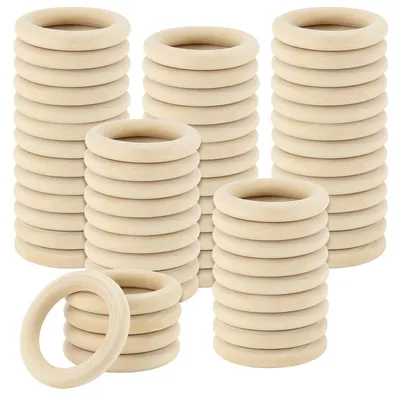 Holzringe 50 mm, 100 Stück, natur, für DIY und Makramee