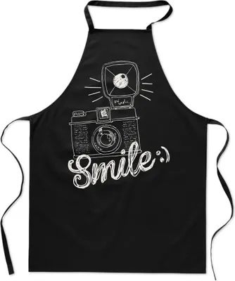 Immagine prodotto di Grembiule da cucina nero in cotone con stampa SMILE Smile donna uomo