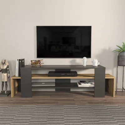 Produktbild von Skye Decor, Lenora - Black, Oak, Fernsehtisch, Schwarz, 100 % MELAMINBESCHICHTETE SPANPLATTEN, 150 x 35 x 45 cm