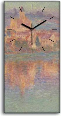 Produktbild von Wandbild Leinwand Bilder Wanduhr 30x60 Gemälde Vetheuil bei Sonnenuntergang - schwarze Hände