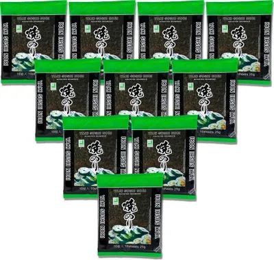 Produktbild von 10er Pack JHFOODS Yaki Sushi Nori GREEN (10x 10 Blatt 250g) | Quality gerösteter Seetang