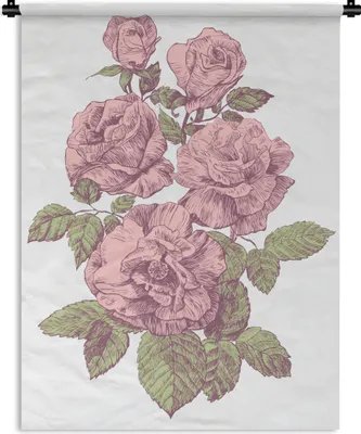 Produktbild von MuchoWow® Wandteppich Wandbehang Blumen - Rosen - Vintage 150x200 cm Tapisserie Dekoration Wandtuch - Wandaufhängung - Moderner
