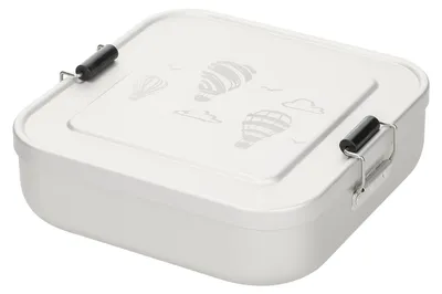 Produktbild von Alubix Brotdose Aluminium Silber, BPA-frei, Clip-Verschluss, abnehmbarer Deckel, 17,5x17,5x5 cm