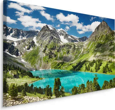 Obrázek produktu pro Obraz jezero v horách krajina abstrakce ložnice dekorace s 3D efektem 90x60cm