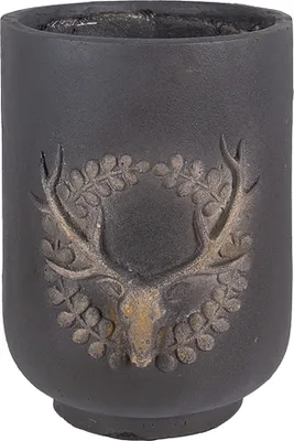 Produktbild von Clayre & Eef Blumentopf Ø 23x31 cm Grau Keramikmaterial Hirsch