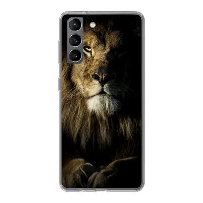 Produktbild von MuchoWow® Handyhülle Schutzhülle Hülle für Samsung Galaxy S21 Löwe - Licht - Schwarz Silikon Softcase Handy Hülle - Softcase