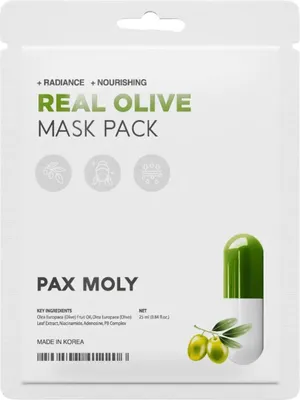 Produktbild von PM Pax Moly PAX MOLY ? Feuchtigkeitsspendende und beruhigende Tuchmaske mit echtem Olivenöl, 25 ml