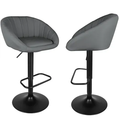 Produktbild von 2x Barhocker aus Leinen,Drehbare Tresenhocker mit Lehne Höhenverstellbar,Moderner Barstuhl Küchenhocker Hochhocker( Dunkelgrau,2er Set)