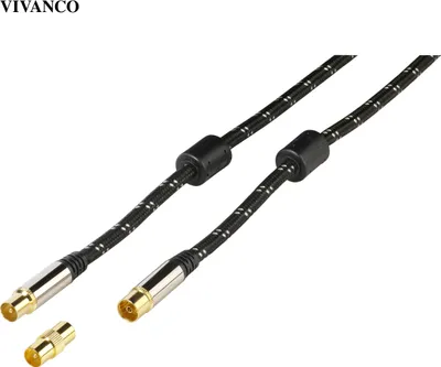 Produktbild von VIVanco™Hochwertiges Antennenkabel, 7,5 m, 120 dB, 4fach geschirmt, 4K UHD, vergoldete Stecker, Nylonummantelung