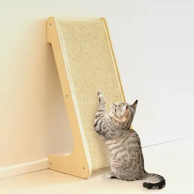 Produktbild von L-förmiges Dual-Use Sisal Kratzbrett für Katzen, 64 cm Hohe Kratzsäule aus Natürlichem Sisal, Kratzmöbel für Wand und Boden, Möbel-Schutz mit Katzenminze, Klassisch