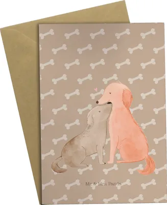 Produktbild von Mr. & Mrs. Panda Grußkarte Hunde Liebe - Hundeglück - Geschenk, Kuss, osterkarten, Herz, glückwunschkarten, Hund, Beileidskarte, Sprüche, einladungskarten, Verliebt