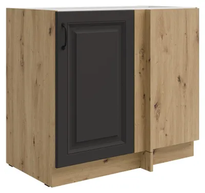 Produktbild von Eckunterschrank 105cm Stilo Grau Eiche Artisan Küchenzeile Küchenblock Küche