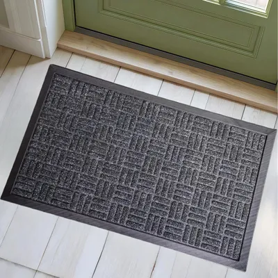 Wasserdichte Außentürmatte, rutschfest, 47x79,5 cm, schwarz+weiß