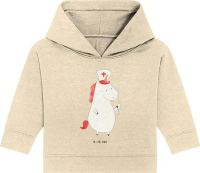 Produktbild von Mr. & Mrs. Panda Organic Baby Hoodie Einhorn Krankenschwester 24. - 36. Monat - Natural Raw - Geschenk, Kapuzenshirt, Ärztin, Krankenhaus, Unicorn, Krankenpfleger