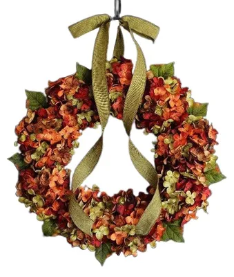 Immagine prodotto di Omgoods -  decorativa autunnale artificiale - Ghirlanda di fiori -  per il Ringraziamento - Decorazione per la porta d'ingresso - Fiocco - Fiori di ortensia -  decorativa