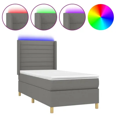 Produktbild von Boxspringbett mit Matratze & LED Dunkelgrau 90x190 cm Stoff