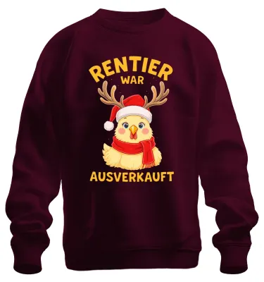 Produktbild von Rentier war t lustig Küken Weihnachten Santa Sweatshirt Pullover, Burgundy, 3XL