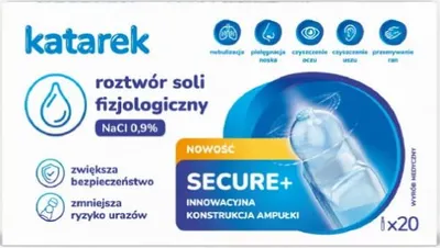 Imagen del producto de Solución fisiológica de cloruro de sodio al 0,9% - 20 ampolletas de 5 ml, Katarek Secure+