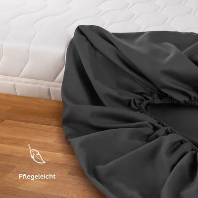 Produktbild von Blumtal Spannbettlaken 140x200 cm – Atmungsaktives Mikrofaser Bettlaken in Anthrazit – Bettspanntuch 140x200 cm für frischen Schlafkomfort