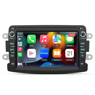 Image de Autoradio Hexinex 7 pouces, compatible Carplay et Android 15, avec 2 Go de RAM et 64 Go de stockage, processeur 4 cœurs, pour Renault Dacia Duster Dokker, GPS intégré, WiFi, Bluetooth, commandes au volant (SWC), tuner FM/RDS, format 2DIN, port USB