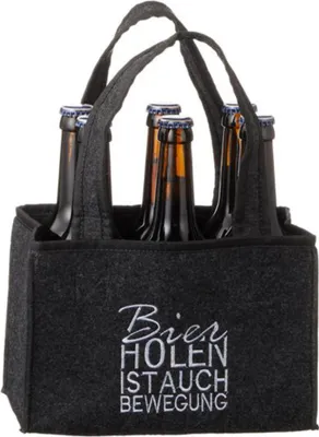 Produktbild von Männerhandtasche, Flaschenträger, Flaschentasche "Bier holen ist auch Bewegung"