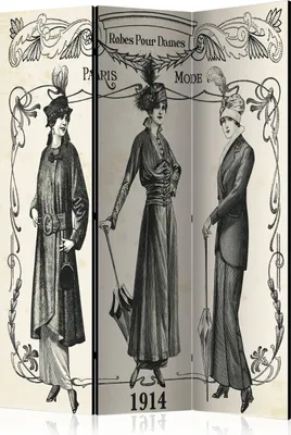 Produktbild von 3-teiliger Doppelseitiger Vlies Paravent - Dress 1914 135x172 cm Menschen h-B-0079-z-b