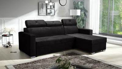 Produktbild von Ecksofa LIVE Eckcouch mit Schlaffunktion und wechselbarer Ecke, L-Form, Bettkasten - Schwarz