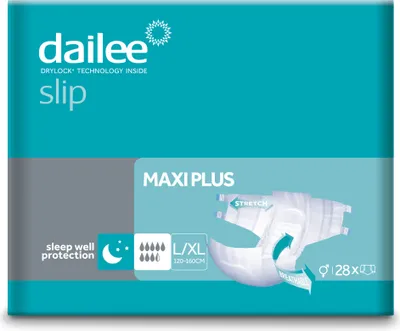 Immagine prodotto di Dailee Slip Maxi Plus L/XL - 28 pannoloni per adulti - per l'incontinenza femminile e maschile - 8,5 gocce, taglia L/XL (circonferenza fianchi 120-160 cm) - 28 pezzi