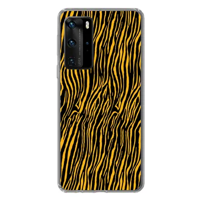 Produktbild von MuchoWow® Handyhülle Schutzhülle Hülle für Huawei P40 Pro Tigerdruck - Schwarz - Orange Silikon Softcase Handy Hülle - Schutz