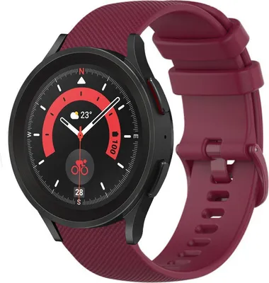 Produktbild von Strap-it Samsung Galaxy Watch 5 Pro Luxus-Silikonarmband (DunkelRot)