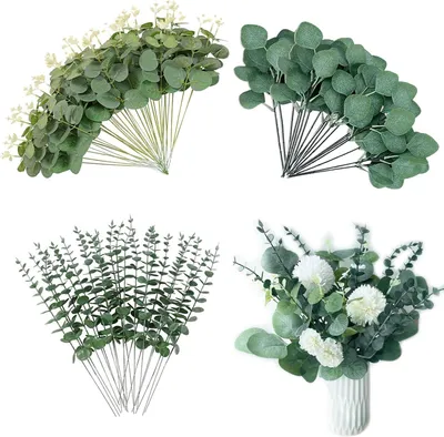 Imagen del producto de Ramas de eucalipto artificiales, color verde, 30 unidades, decoración para el hogar