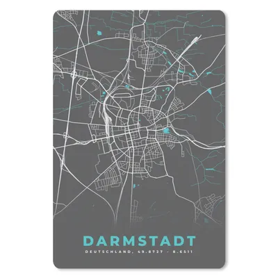 Produktbild von MuchoWow® Mauspad Mousepad Darmstadt - Stadtplan - Blau - Karte - Deutschland 40x60 cm - Mousepads - Maus Mat - Pad - Mausunterlage - Schreibtisch Accesoire