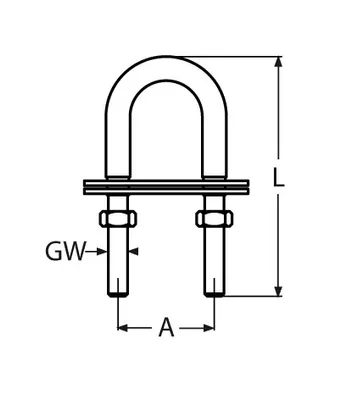 Produktbild von U-Bolzen mit 2 Gegenplatten, M8x100mm, Edelstahl A4